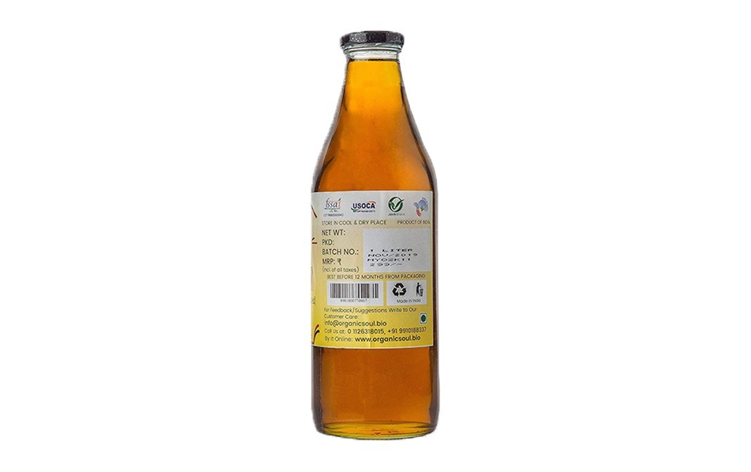 Organic Soul Mustard Oil Organic Cold Pressed   Glass Bottle  1 litre